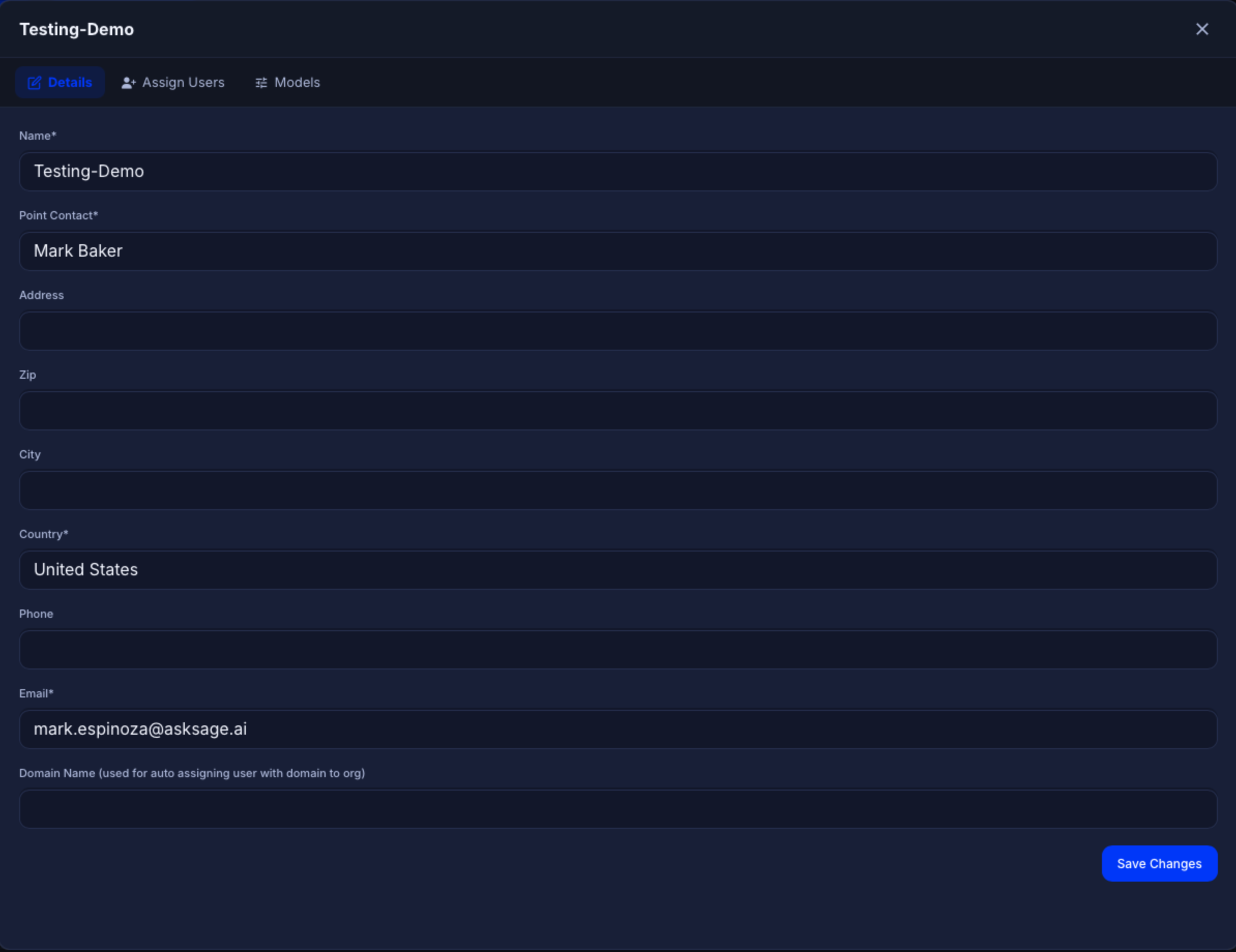 Manage Dialog - Details Tab