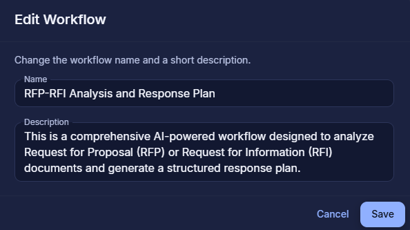 Workflow Name and Description