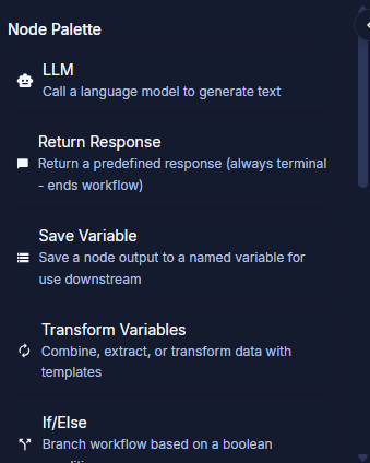 Agent Builder Nodes Palette