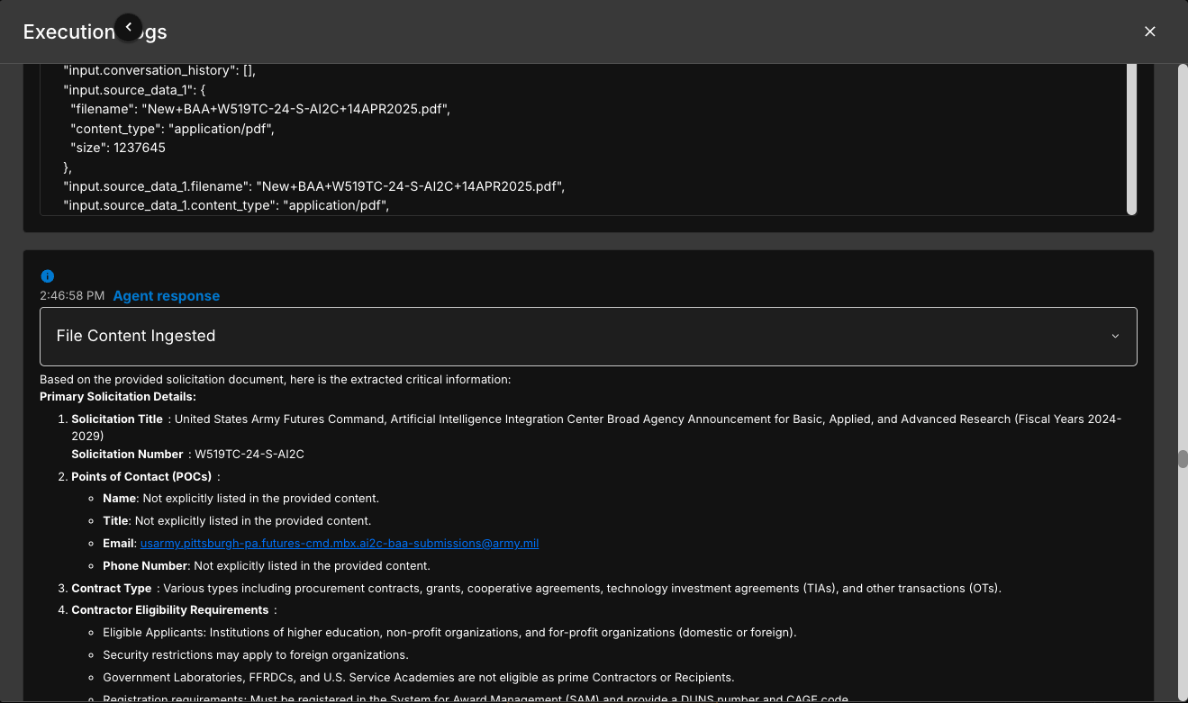 Execution Logs Full View