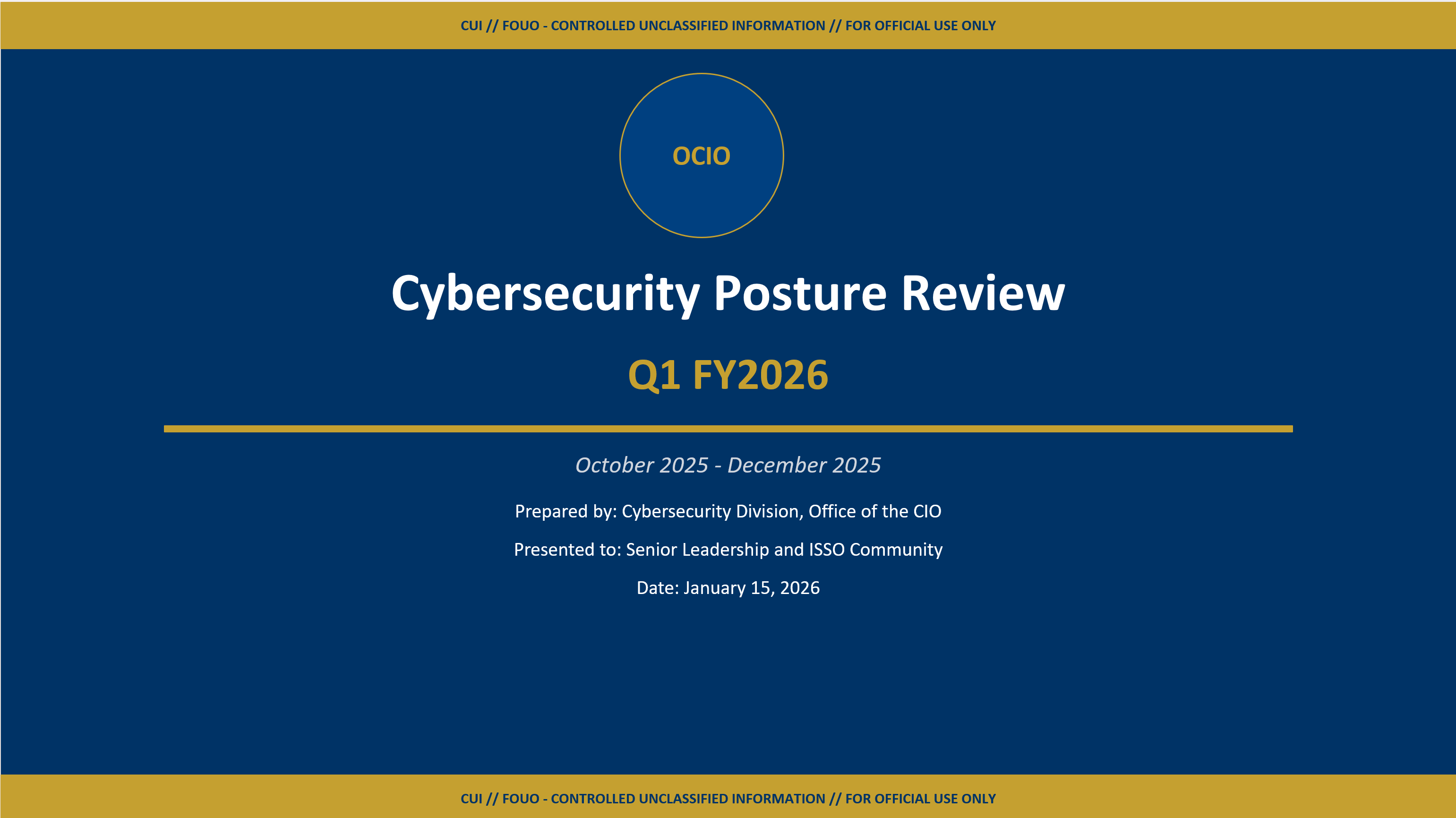 Generated title slide — Cybersecurity Posture Review Q1 FY2026