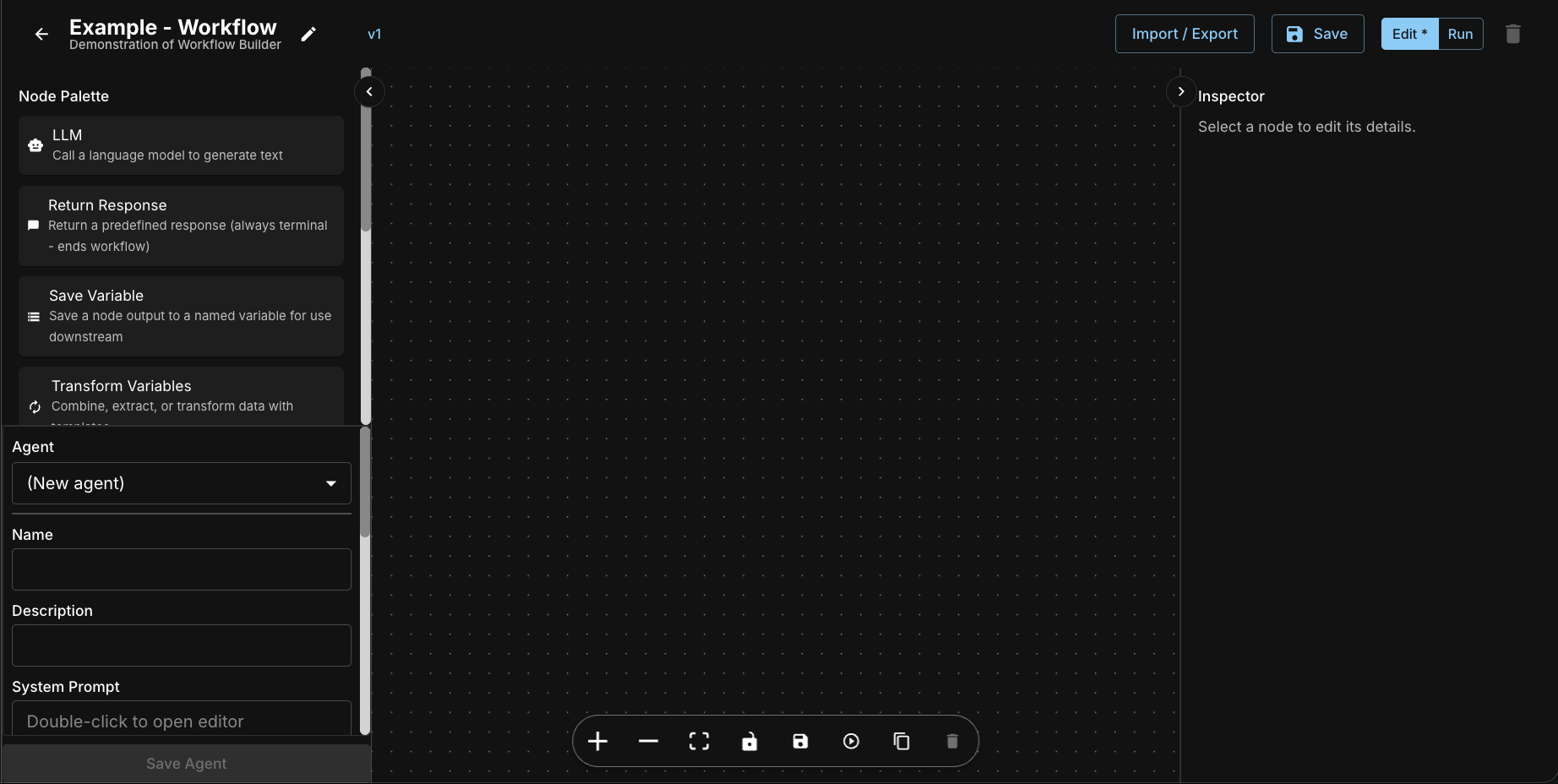 Agent Builder Workflow Interface