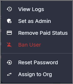 Ask Sage Admin Panel User Entries