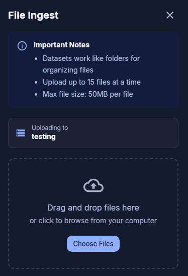Ask Sage Dataset Selection Interface