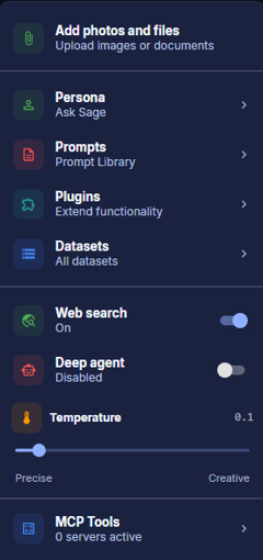 Ask Sage Live Web Search Toggle