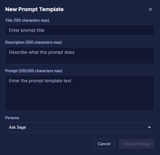 Add Custom Prompt Template Interface