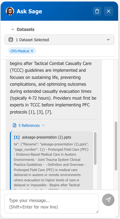 AI response with answer and source citations