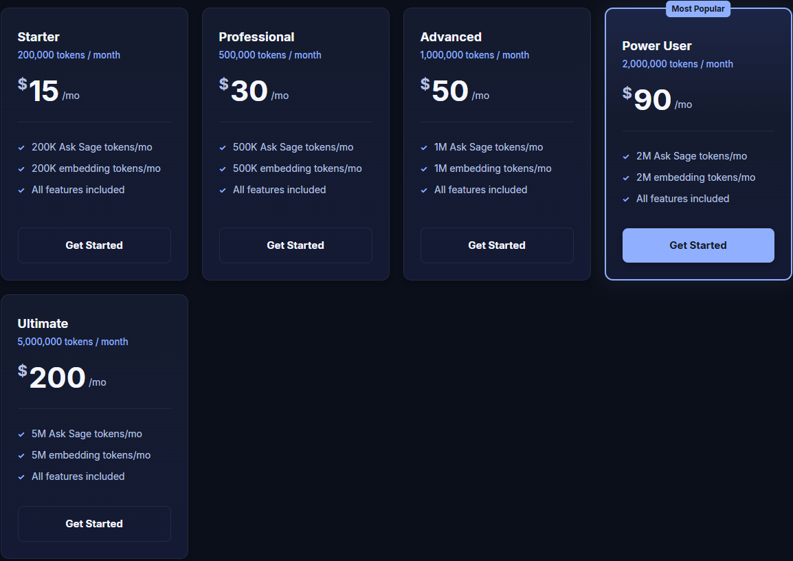 Choose Your Plan screen with five tier cards