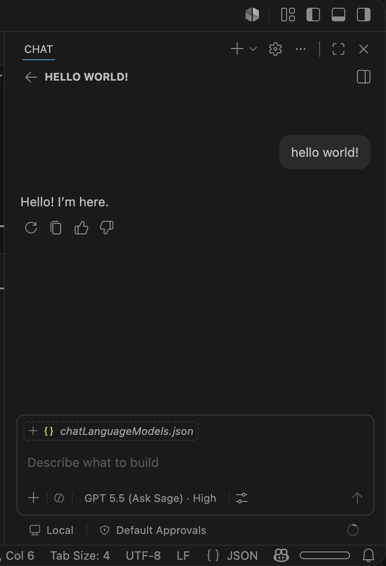Ask Sage model responding in Copilot Chat