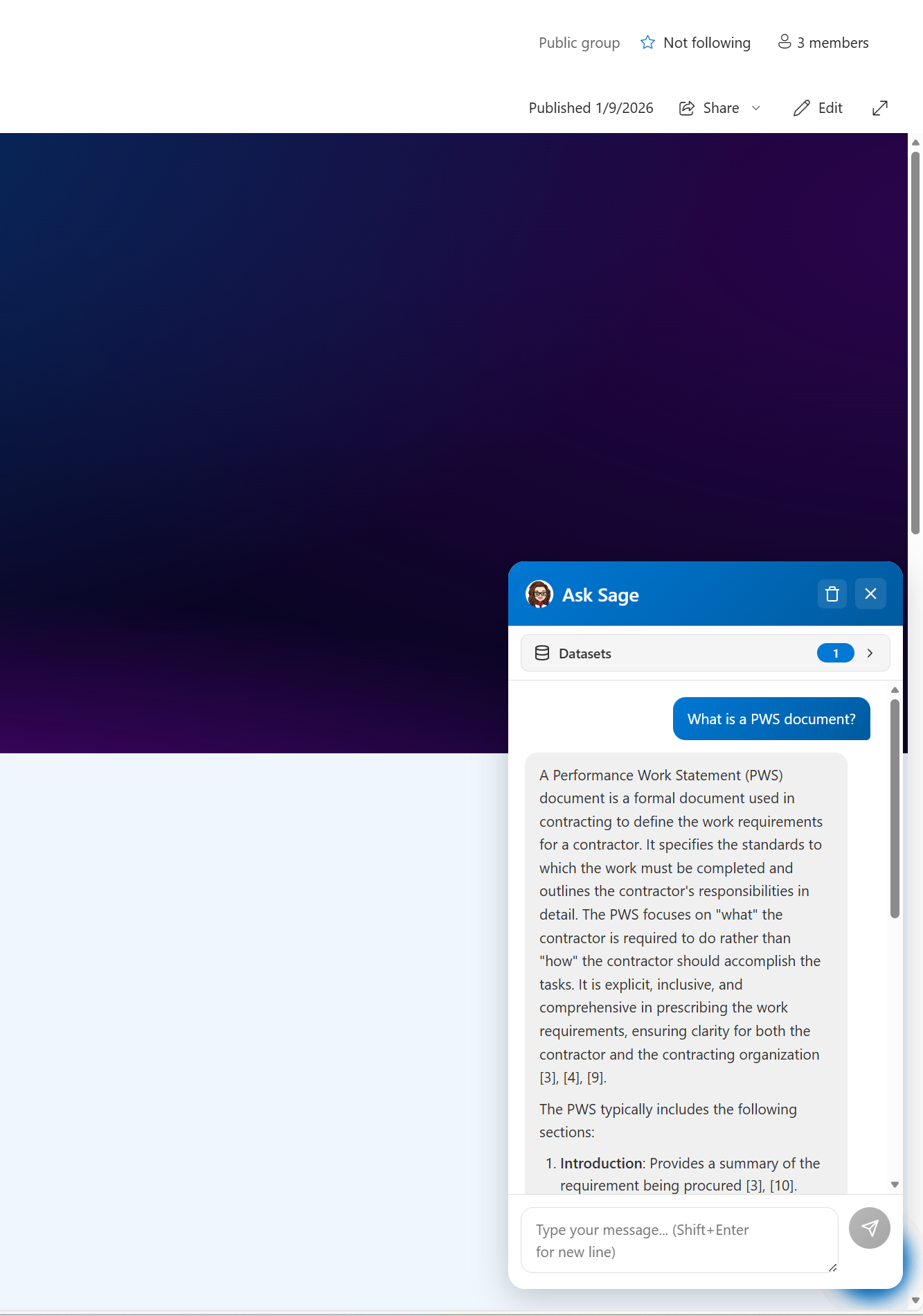 Ask Sage Chat Widget
